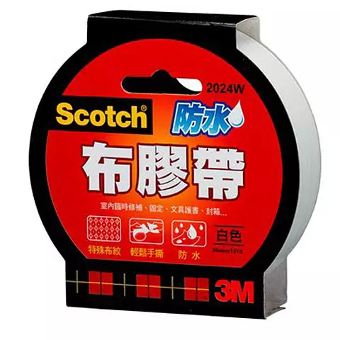 3M Scotch 2024 強力防水布膠帶  白